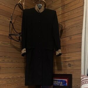 Elegant Black Trench Coat with Gold Accents